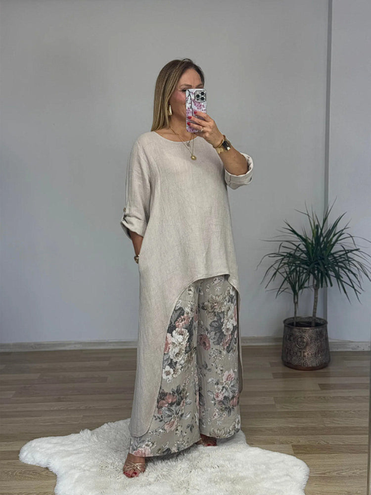 Penelope | Long Sleeve Top & Printed Pants Set