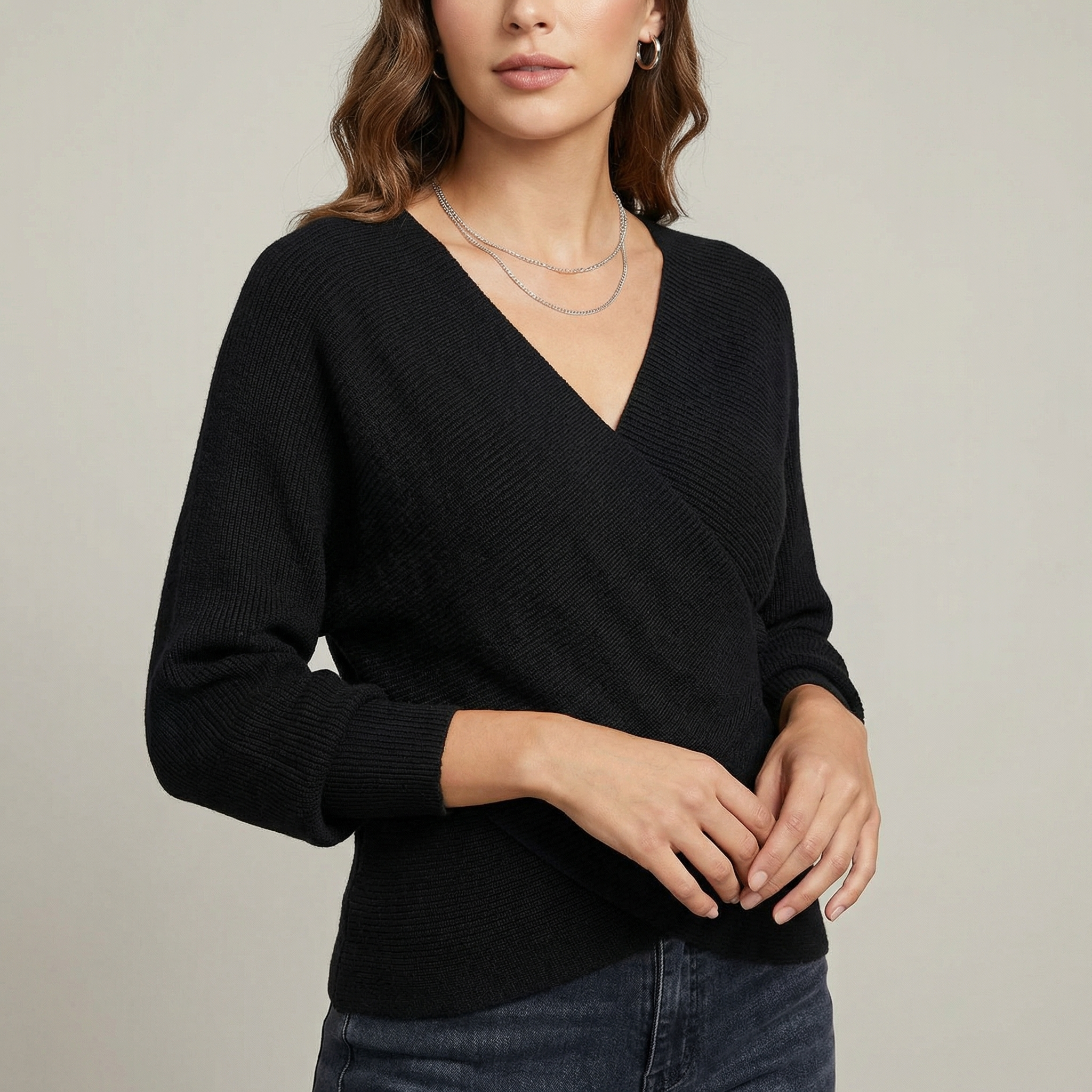 Colette | Crossover V Neck Knit Jumper