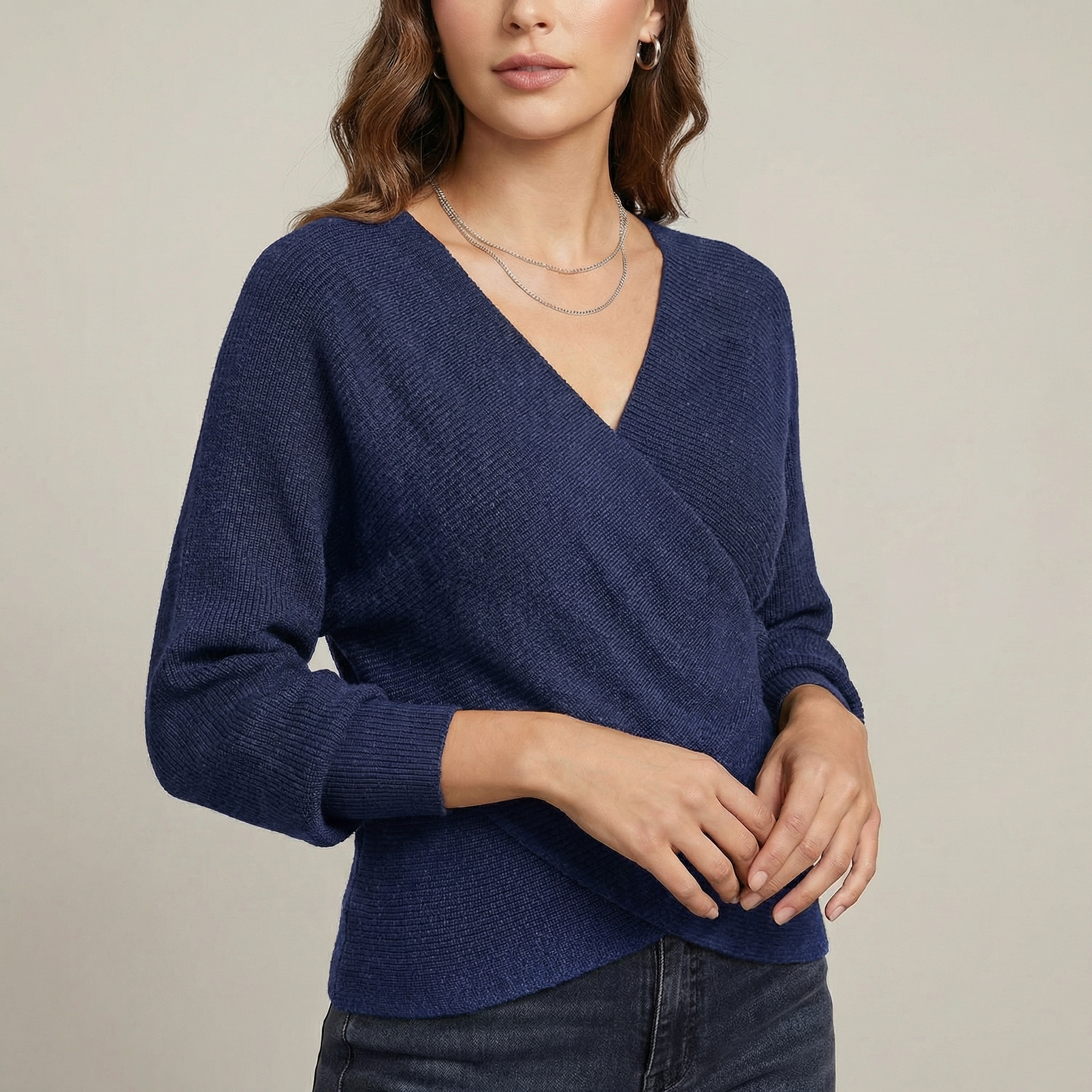 Colette | Crossover V Neck Knit Jumper