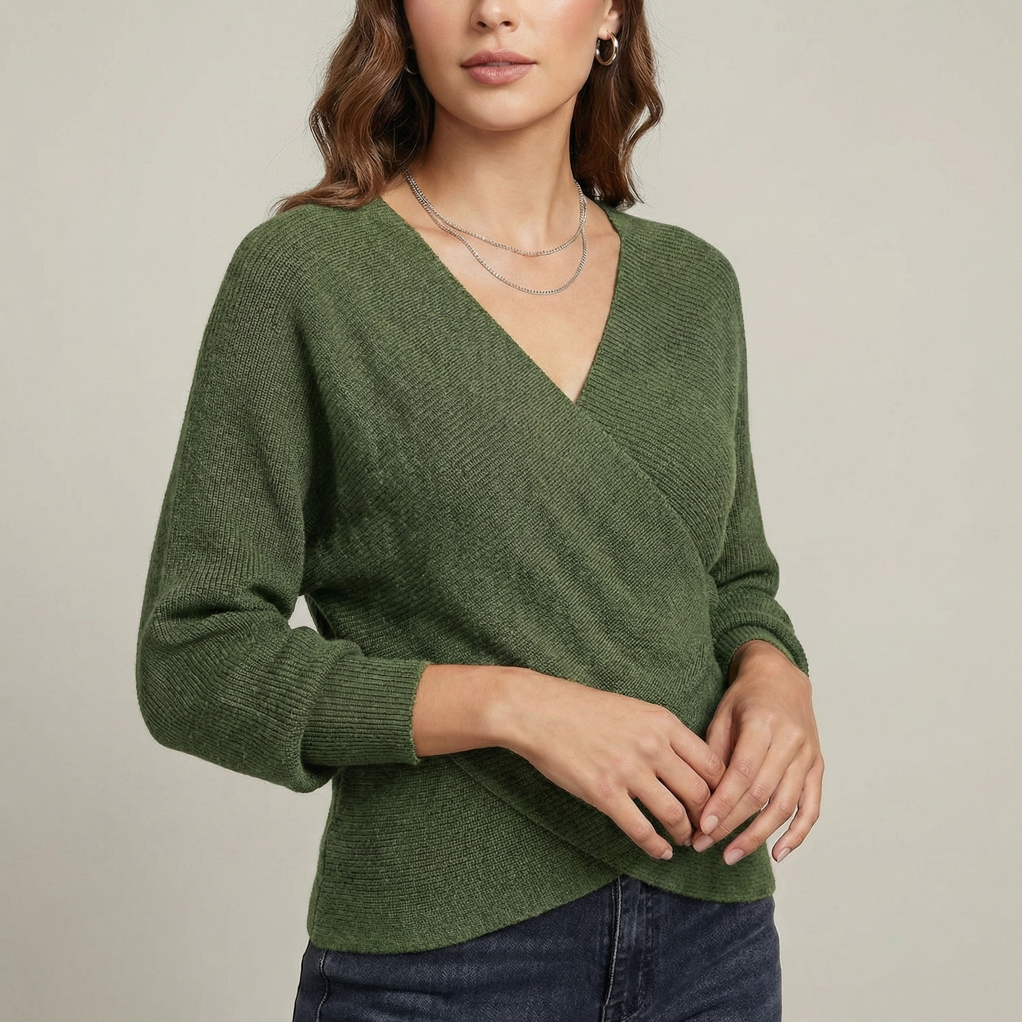 Colette | Crossover V Neck Knit Jumper