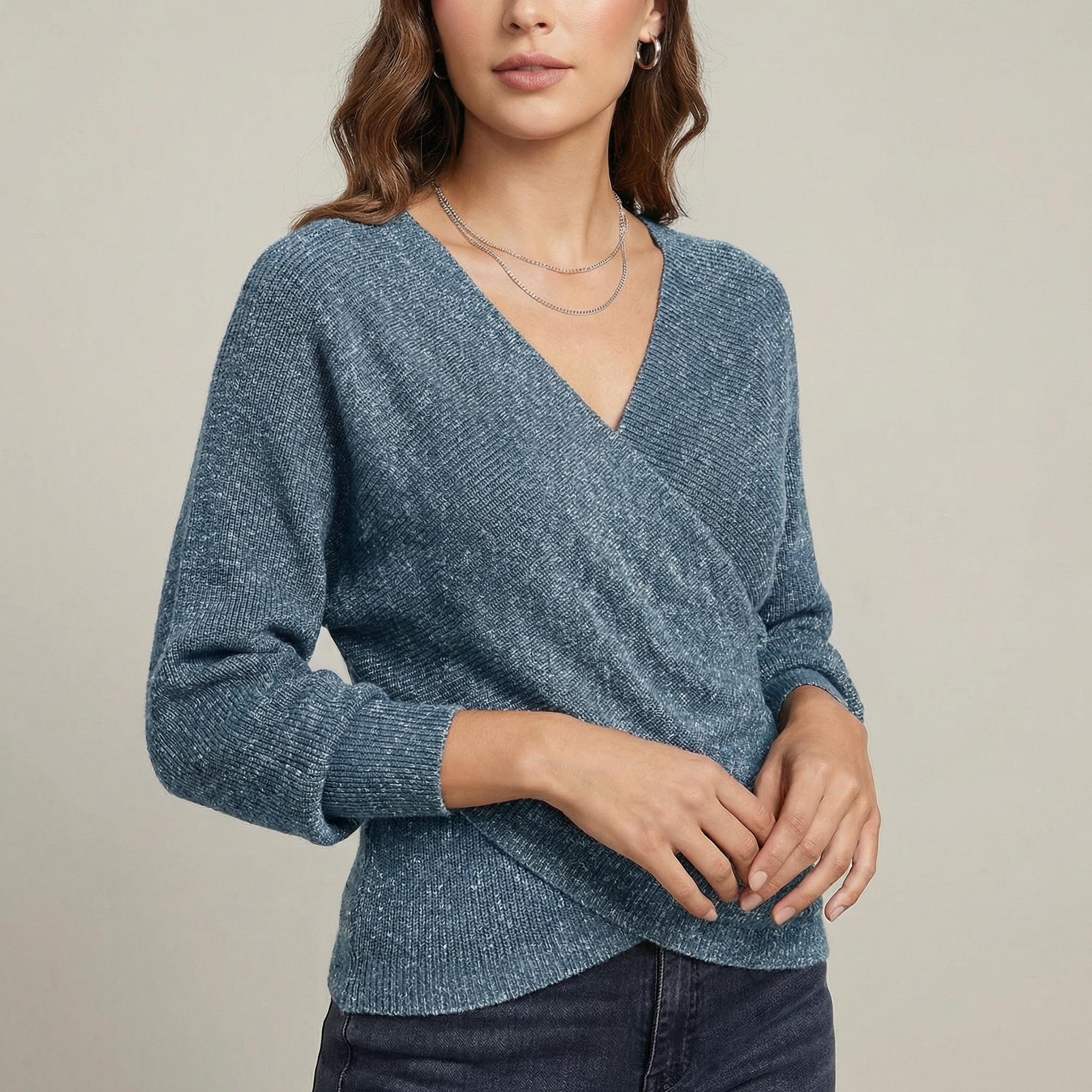 Colette | Crossover V Neck Knit Jumper