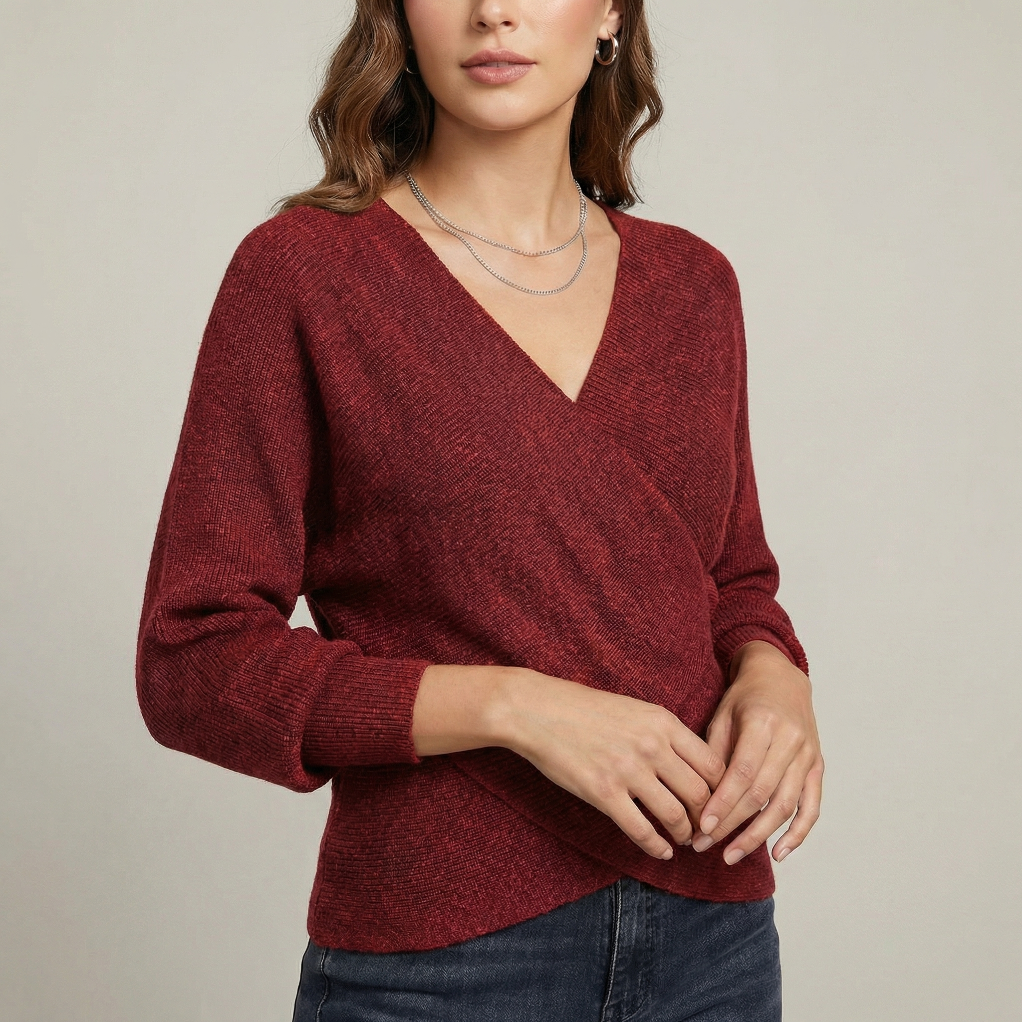 Colette | Crossover V Neck Knit Jumper