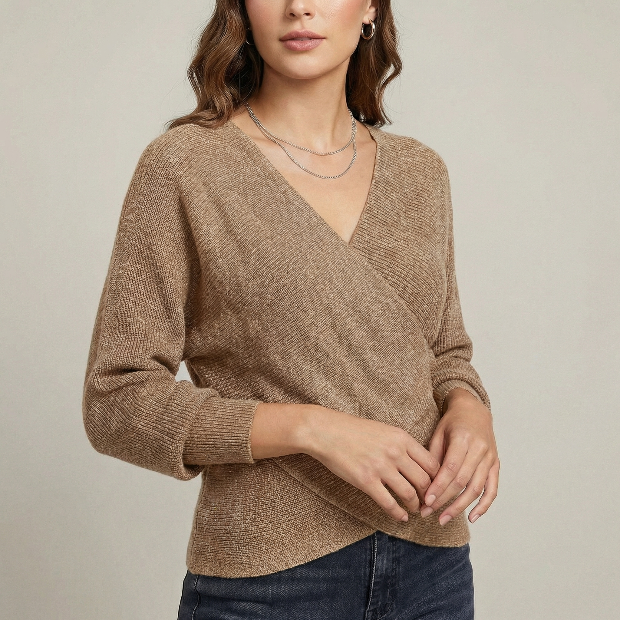 Colette | Crossover V Neck Knit Jumper