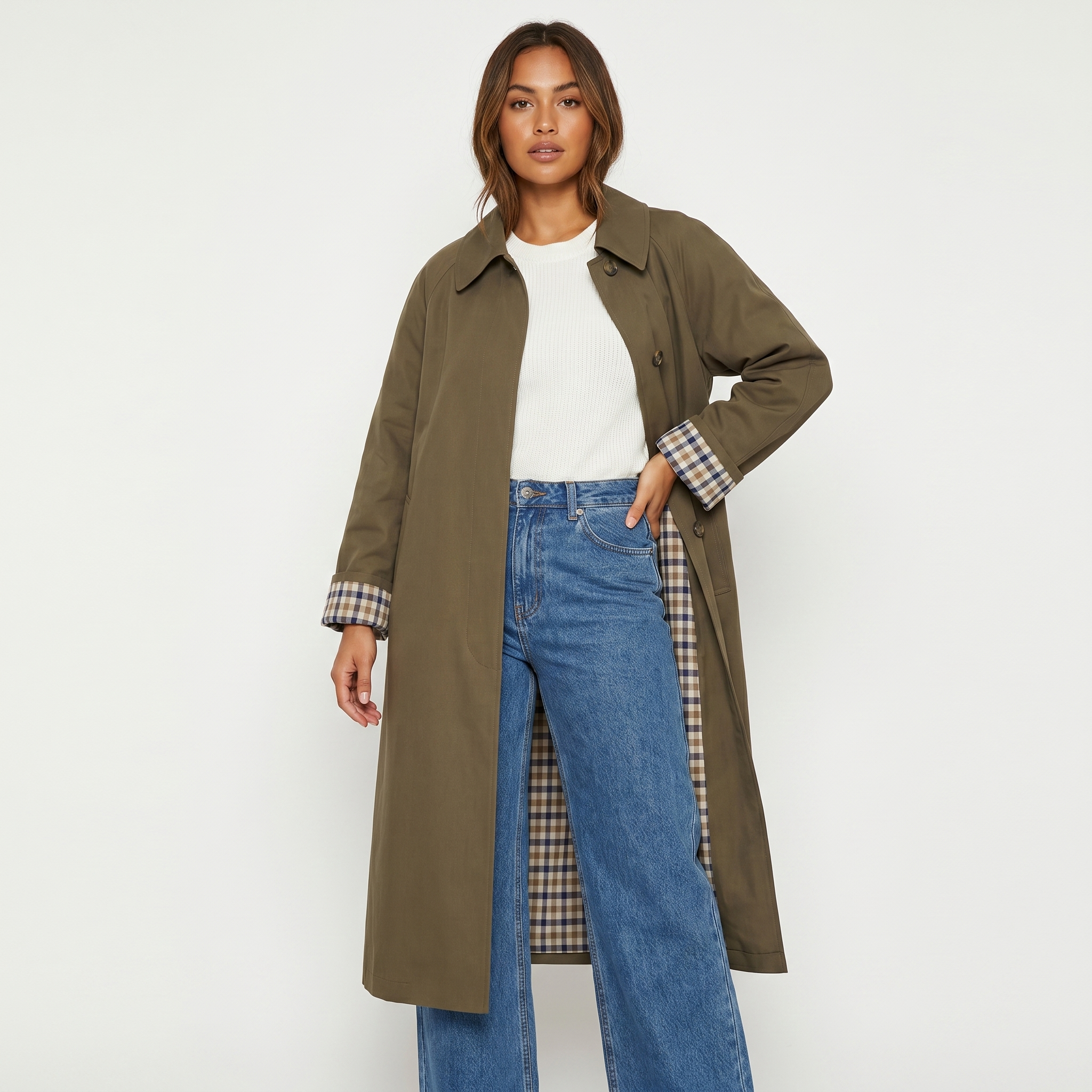 Adeline | Check-Lined Trench Coat