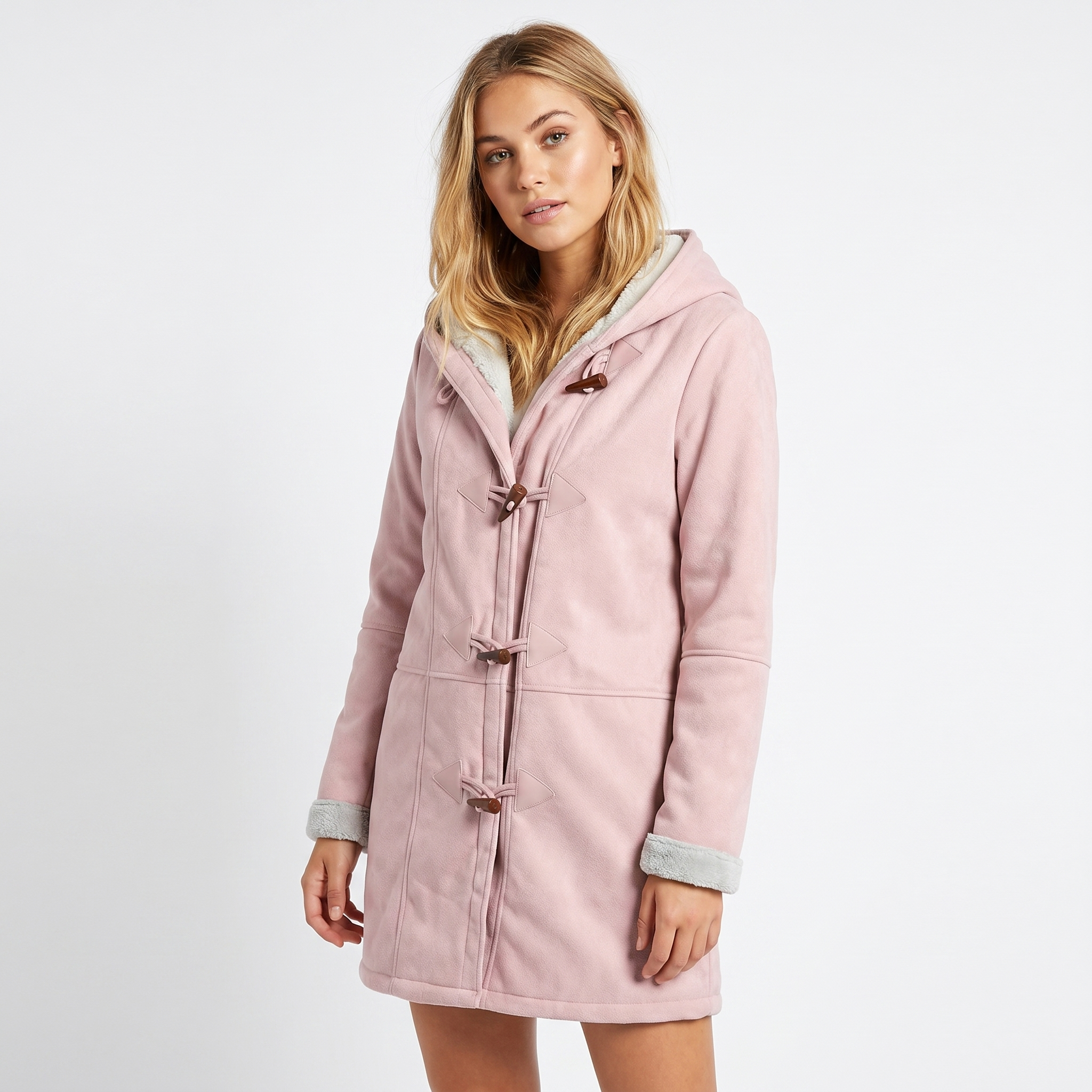 Saskia | Suede Hooded Shearling Coat