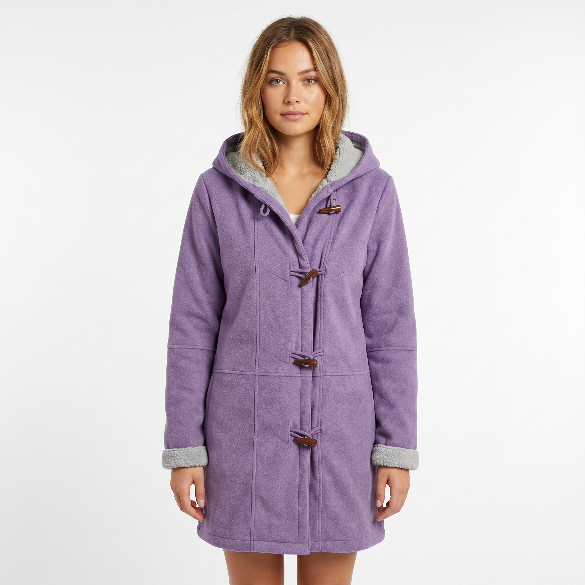 Saskia | Suede Hooded Shearling Coat