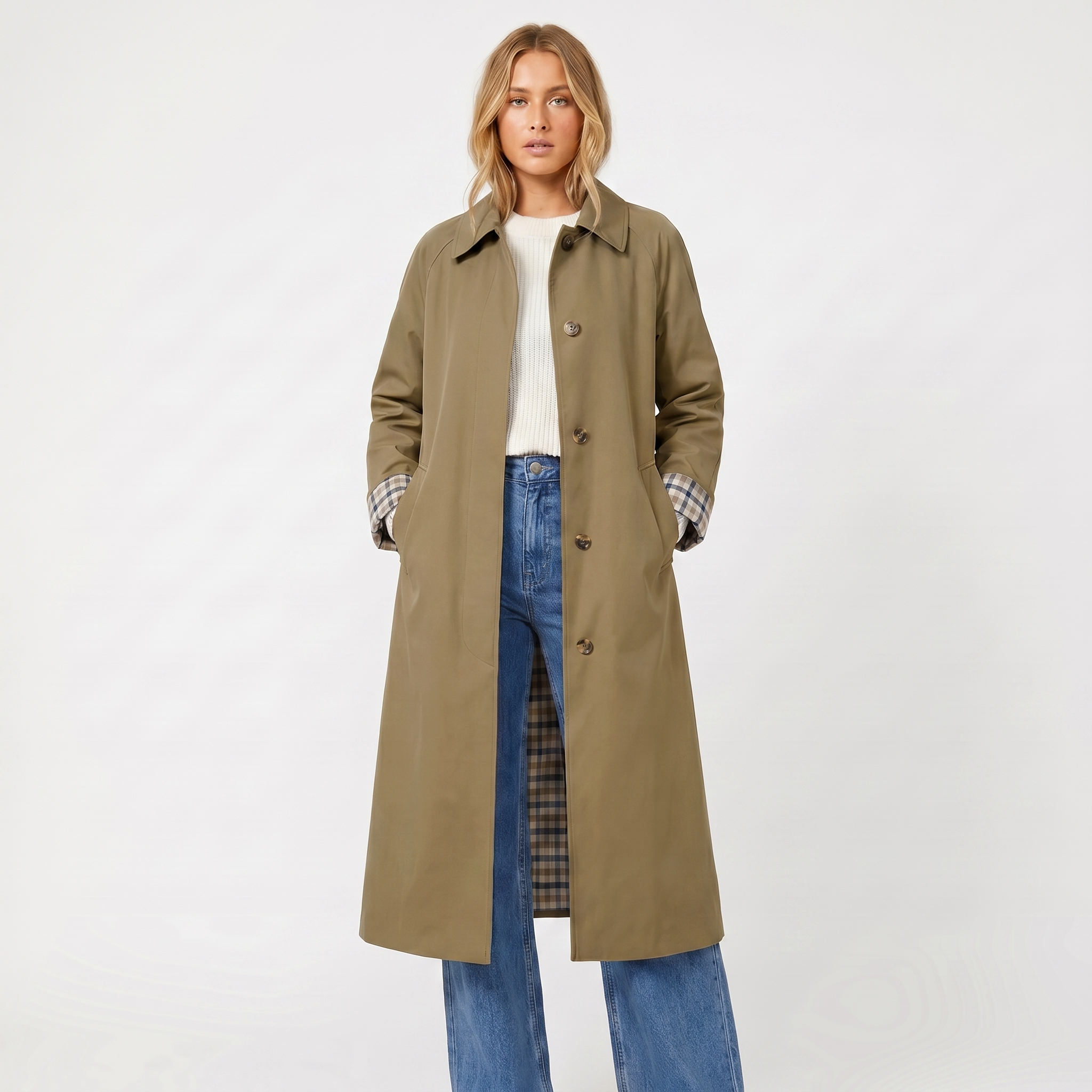 Adeline | Check-Lined Trench Coat