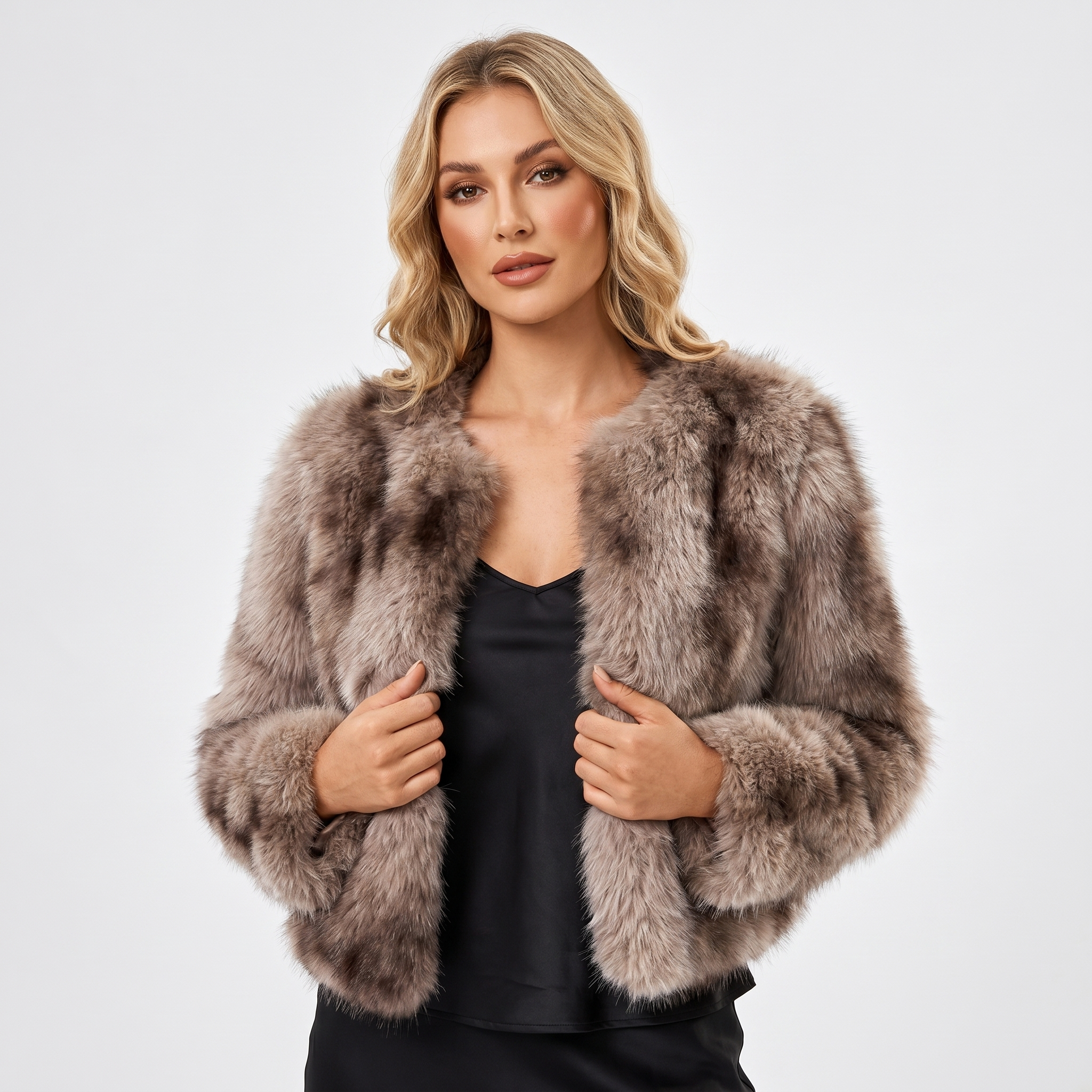 Giselle | Cropped Open-Front Fur Jacket