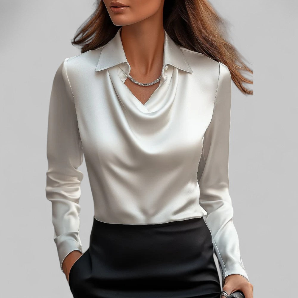 Vivian | Satin Draped Neck Blouse