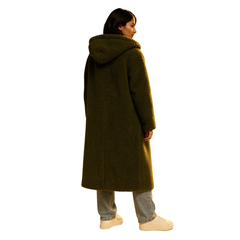 April | Hooded Double-Breasted Teddy Coat