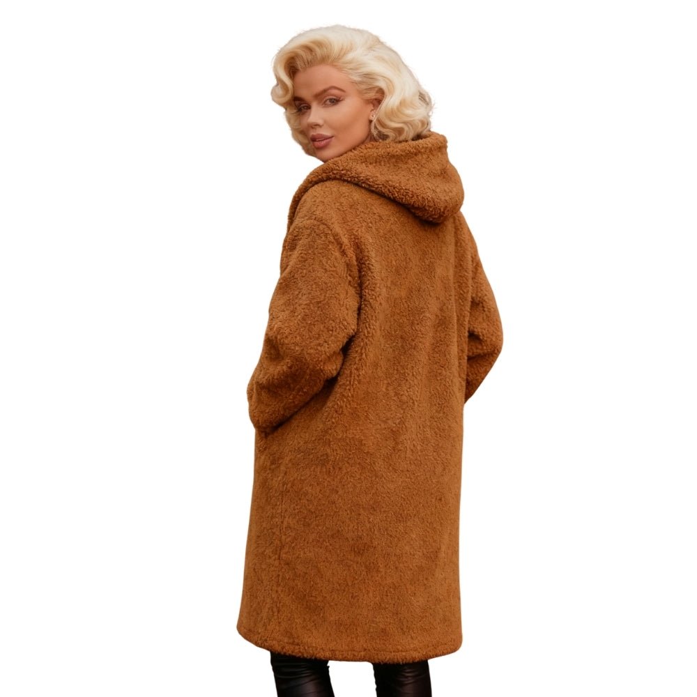 April | Hooded Double-Breasted Teddy Coat