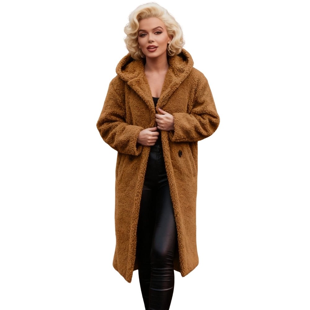 April | Hooded Double-Breasted Teddy Coat