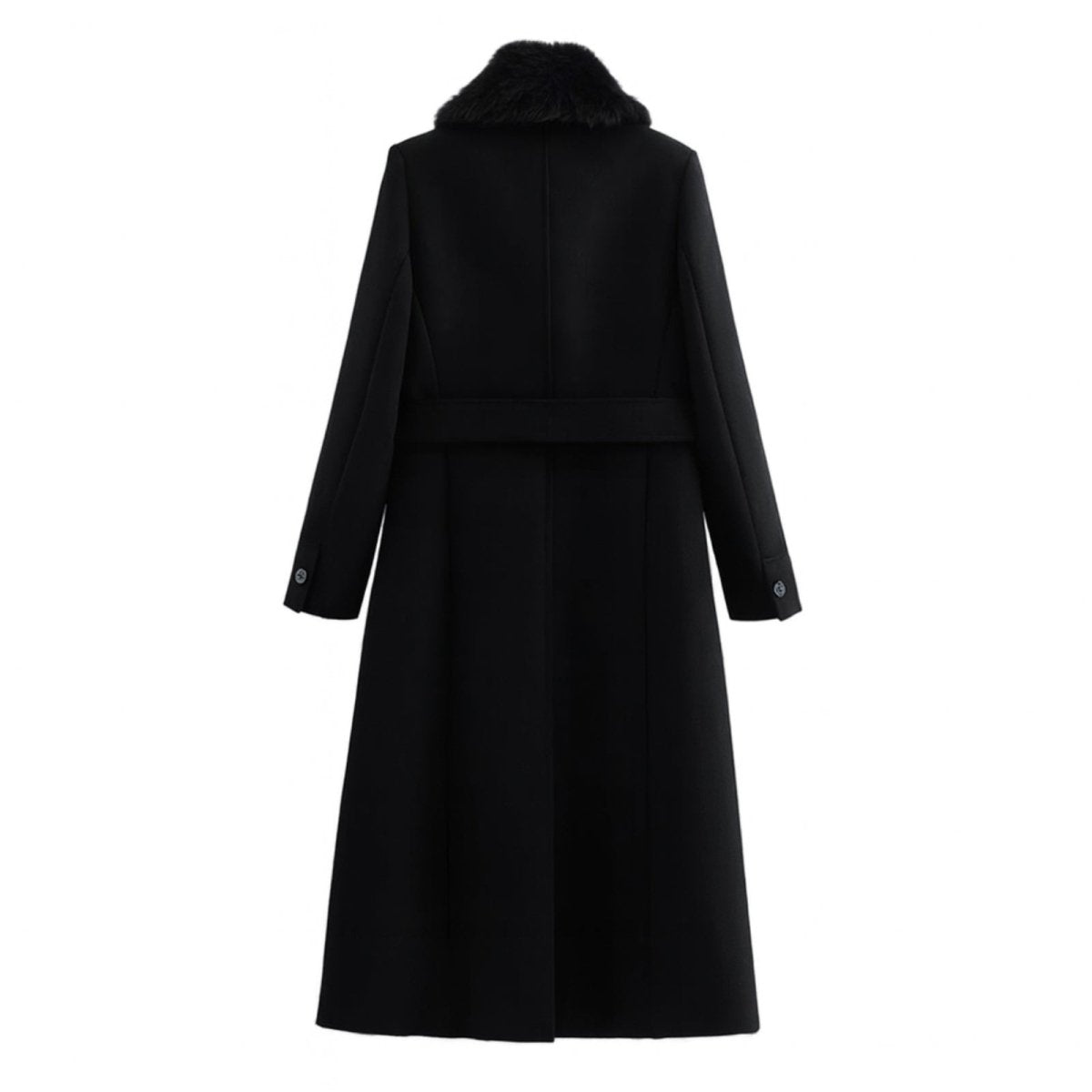 Harriet | Long Wool Coat Faux Fur Collar Belted