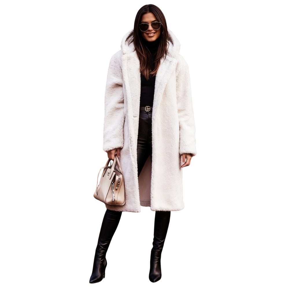 April | Hooded Double-Breasted Teddy Coat