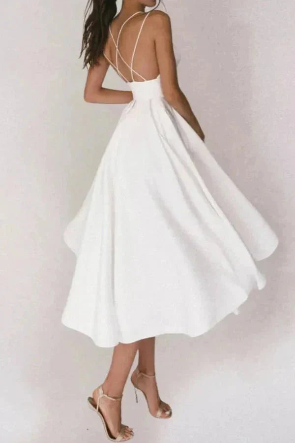 Sienna | Backless Midi Dress Strappy Plunge Neck