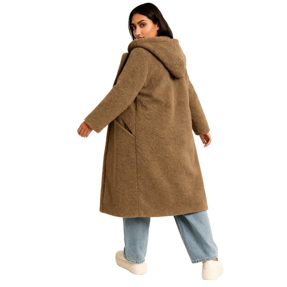 April | Hooded Double-Breasted Teddy Coat