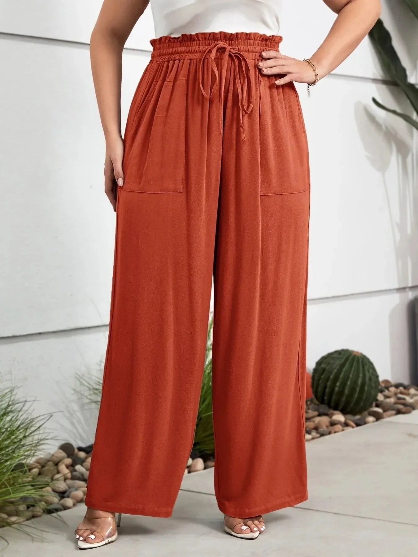 Georgia | Paperbag Waist Wide Leg Trousers