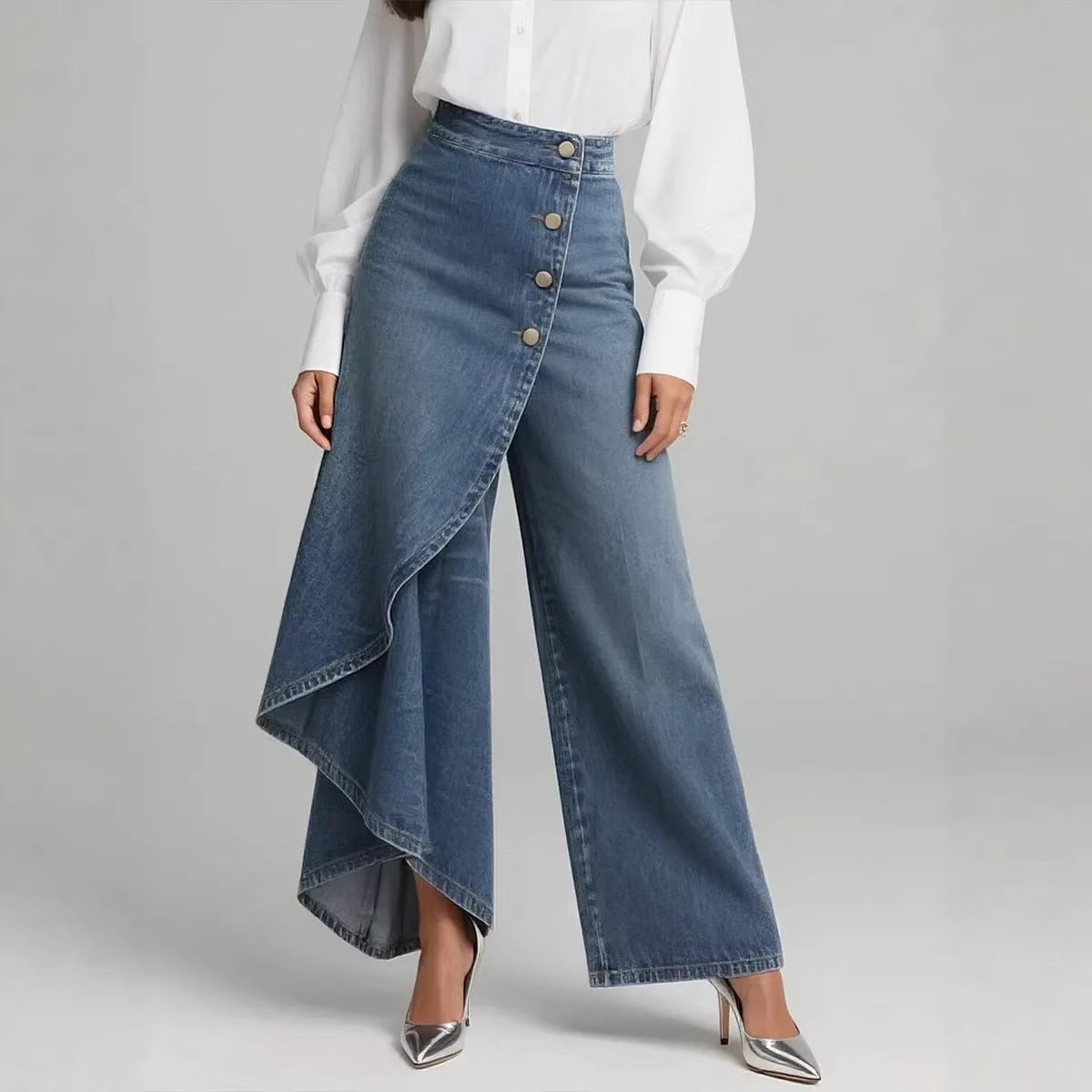 Camille | Ruffle Wide Leg Jeans