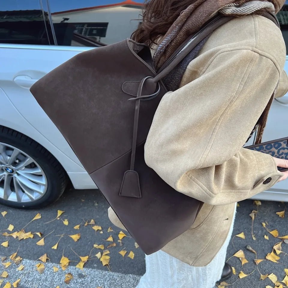 Eleanor | Vegan Suede Shoulder Tote Bag