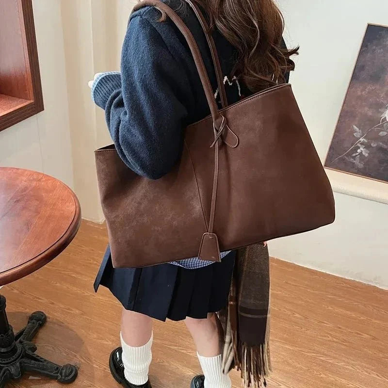 Eleanor | Vegan Suede Shoulder Tote Bag