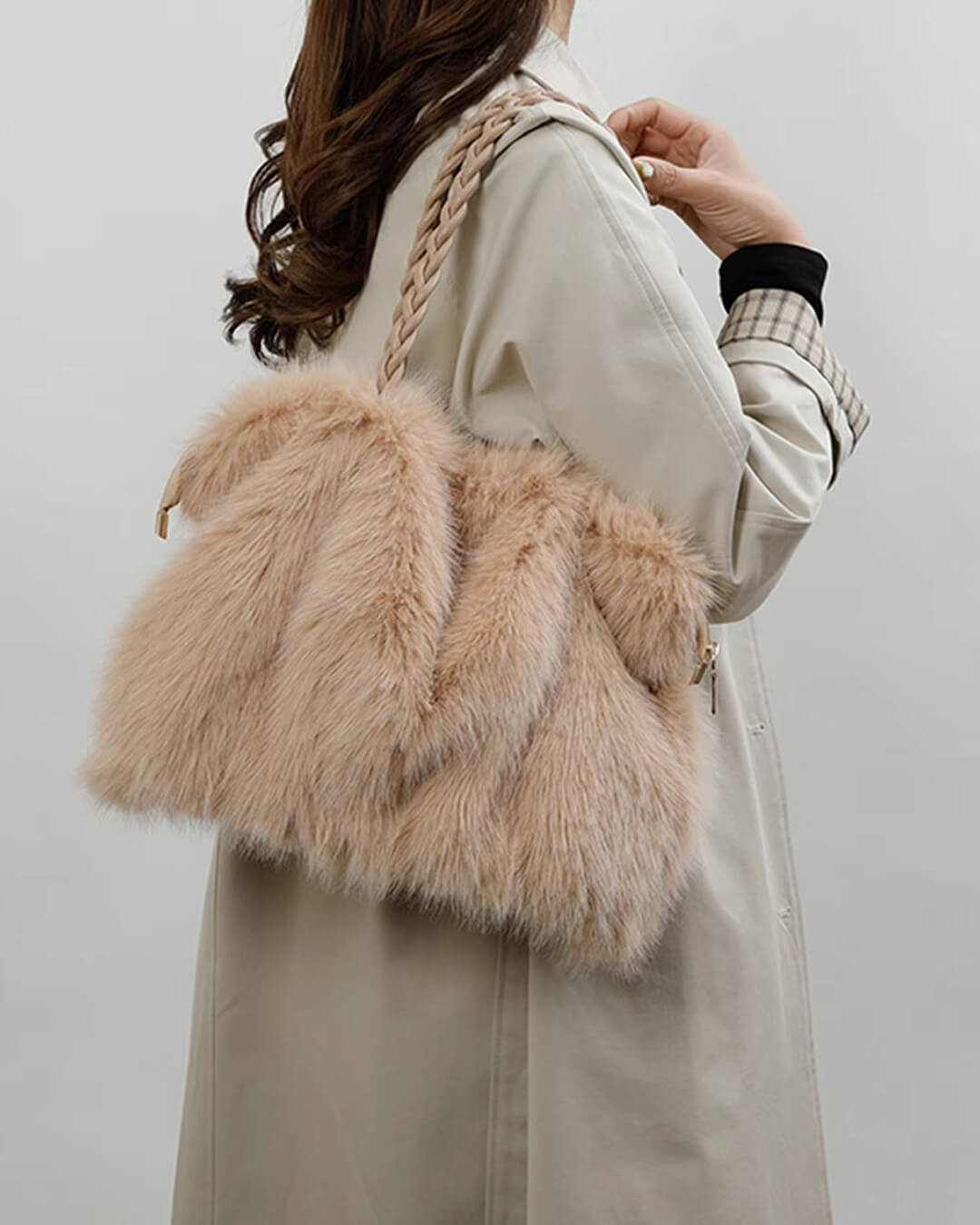 Amelia | Faux Fur Tote Bag with Chain Detail