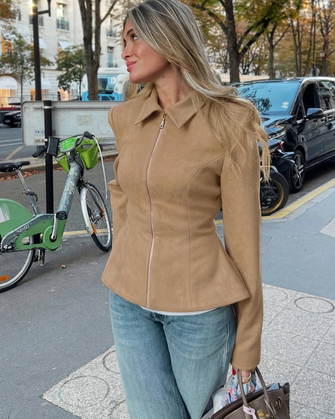 Charlotte | Faux Suede Cropped Jacket