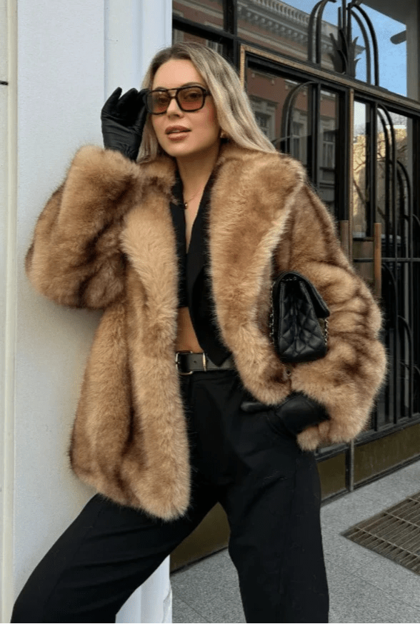 Charlotte | Faux Fur Winter Coat with Turn Down Collar