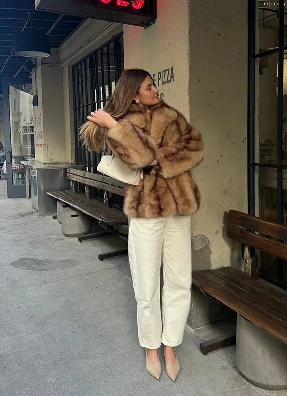 Charlotte | Faux Fur Winter Coat with Turn Down Collar