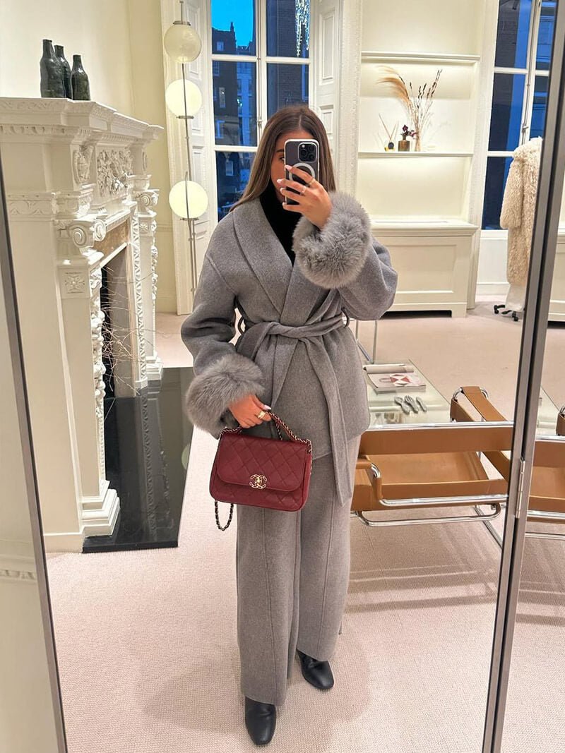 Evelyn | Faux Fur Winter Coat with Statement Cuffs