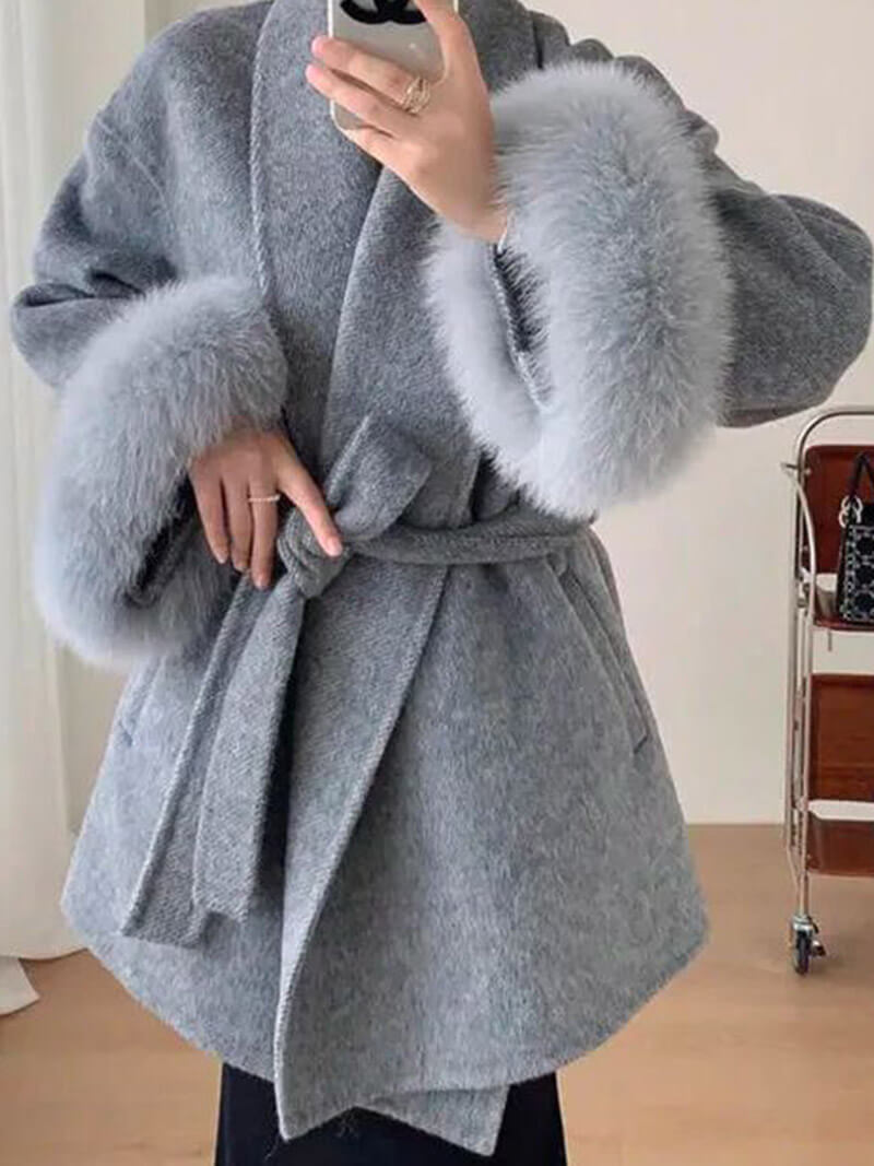 Evelyn | Faux Fur Winter Coat with Statement Cuffs