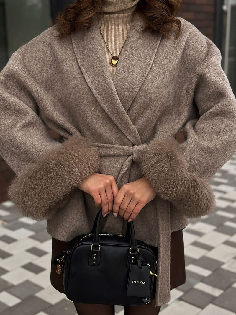 Evelyn | Faux Fur Winter Coat with Statement Cuffs