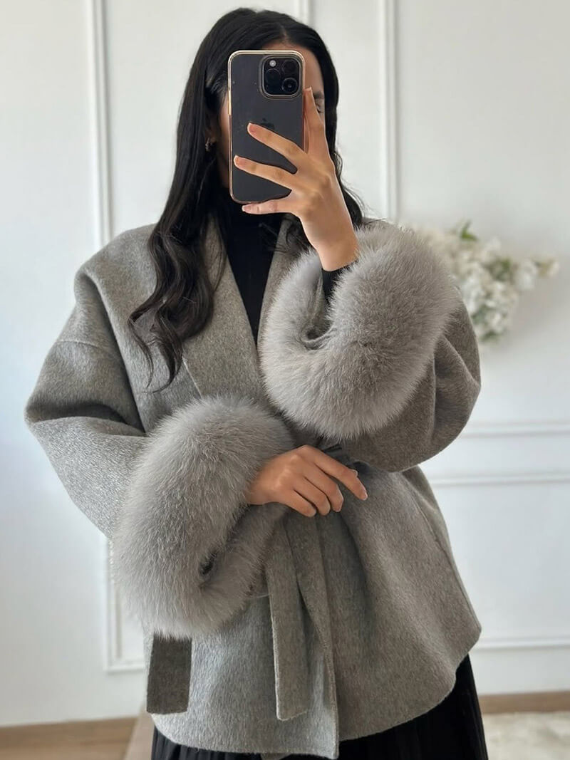 Evelyn | Faux Fur Winter Coat with Statement Cuffs