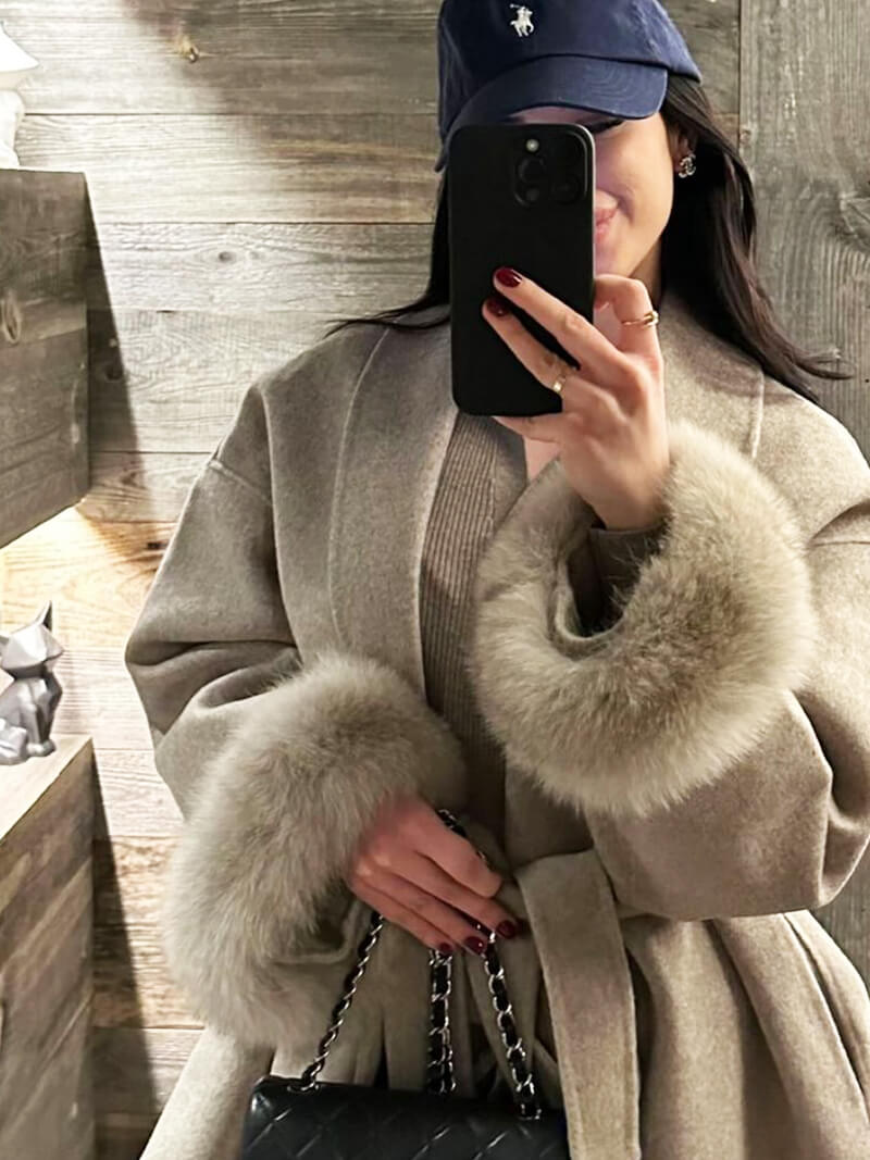 Evelyn | Faux Fur Winter Coat with Statement Cuffs