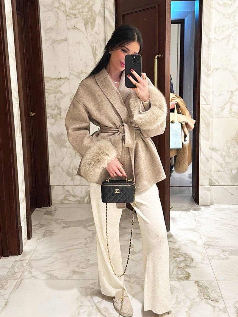 Evelyn | Faux Fur Winter Coat with Statement Cuffs
