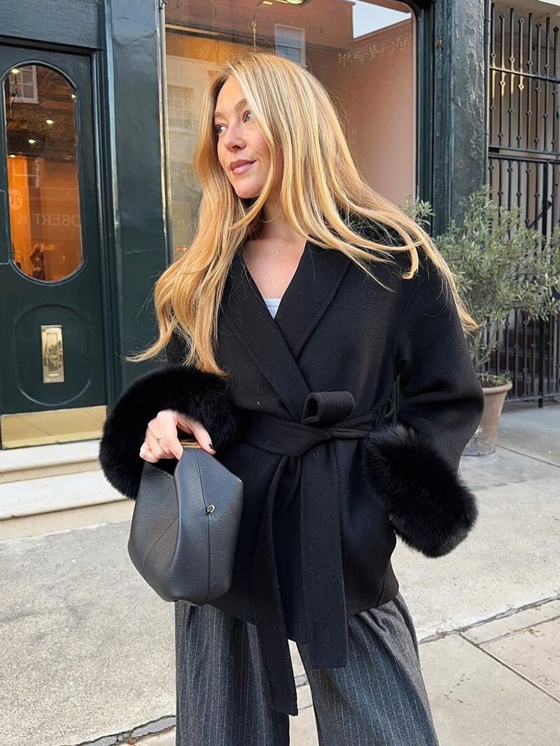 Evelyn | Faux Fur Winter Coat with Statement Cuffs