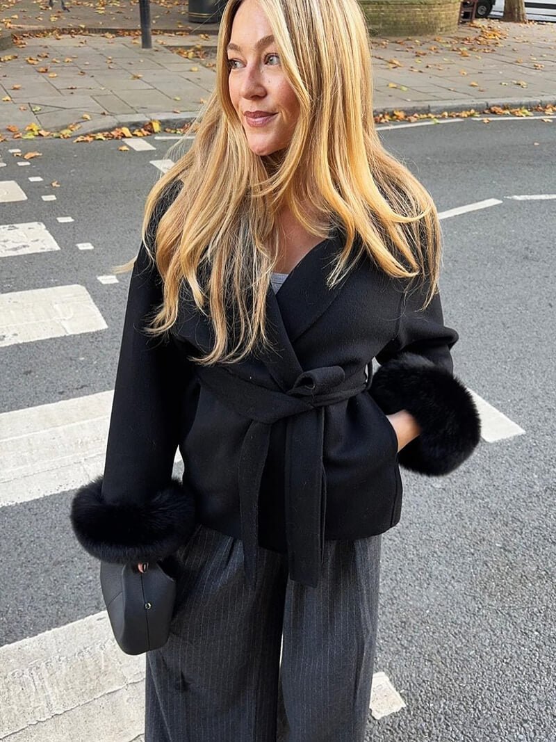 Evelyn | Faux Fur Winter Coat with Statement Cuffs
