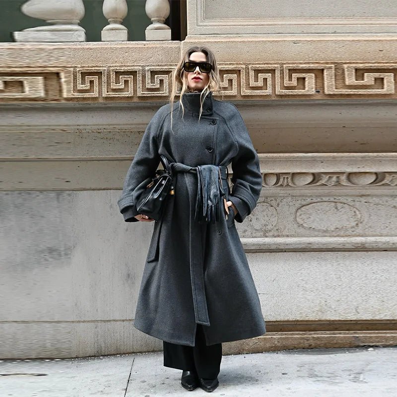 Eleanor | Long Belted High Collar Winter Coat