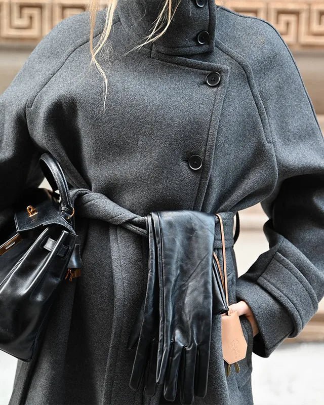 Eleanor | Long Belted High Collar Winter Coat