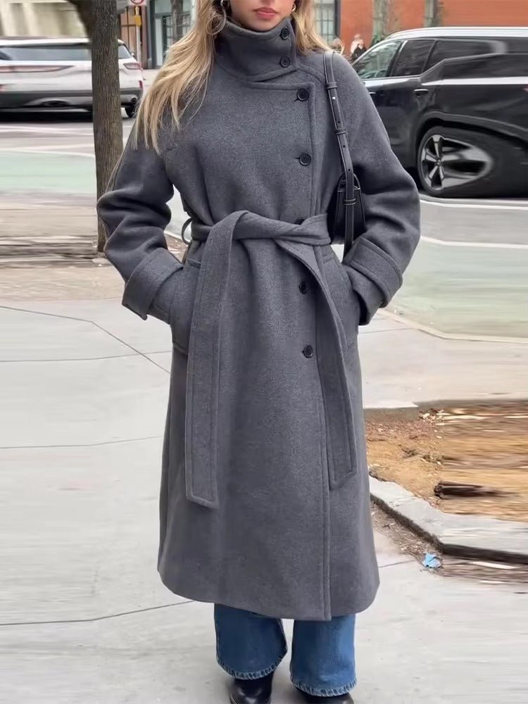 Eleanor | Long Belted High Collar Winter Coat