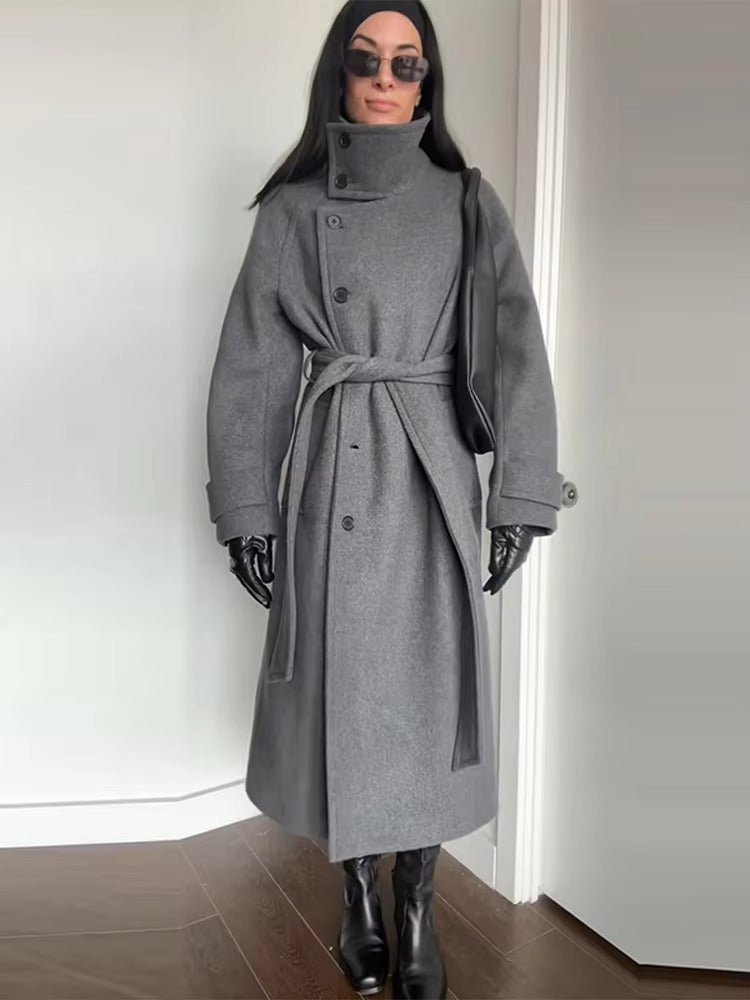 Eleanor | Long Belted High Collar Winter Coat