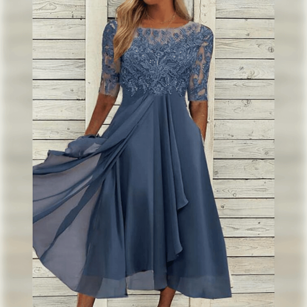 Sophie | Lace Chiffon Occasion Midi Dress