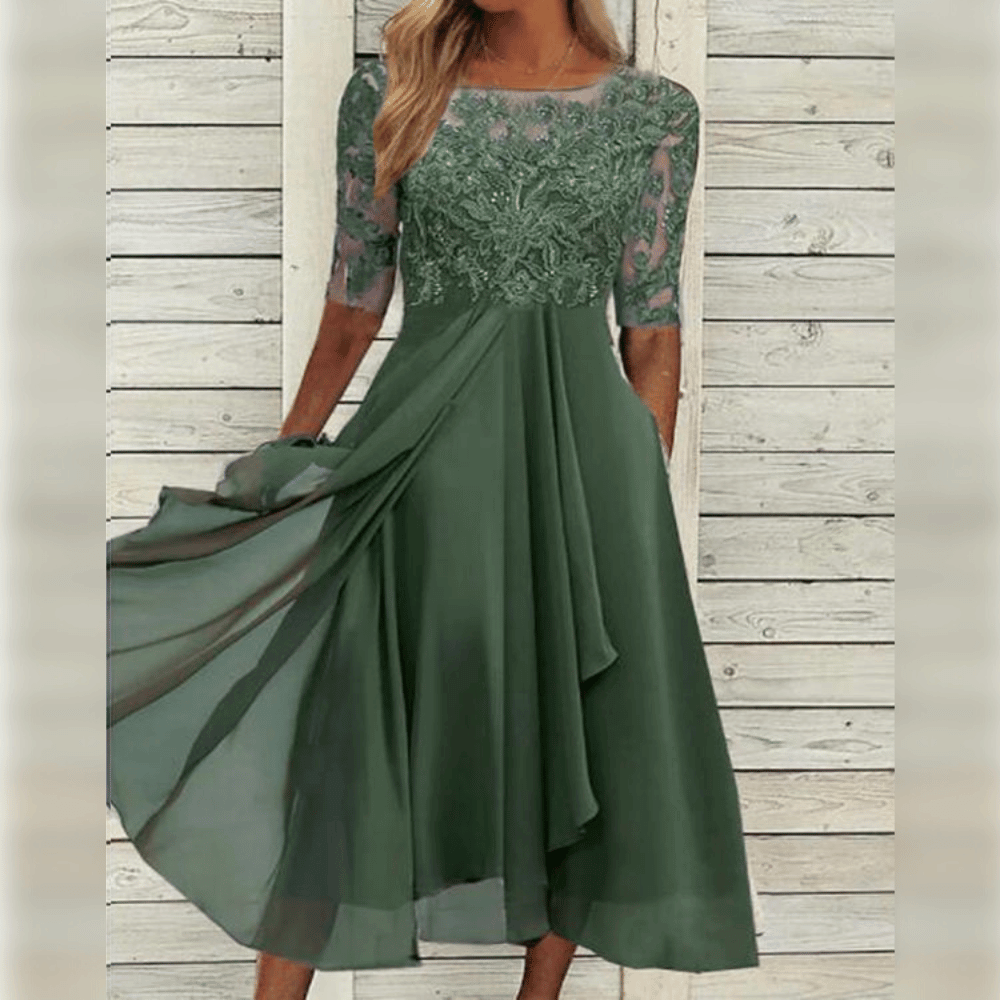 Sophie | Lace Chiffon Occasion Midi Dress