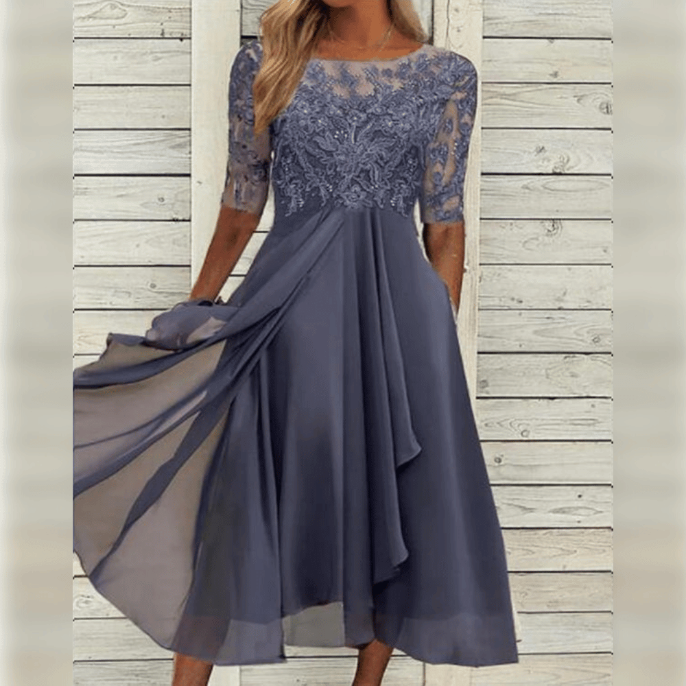 Sophie | Lace Chiffon Occasion Midi Dress
