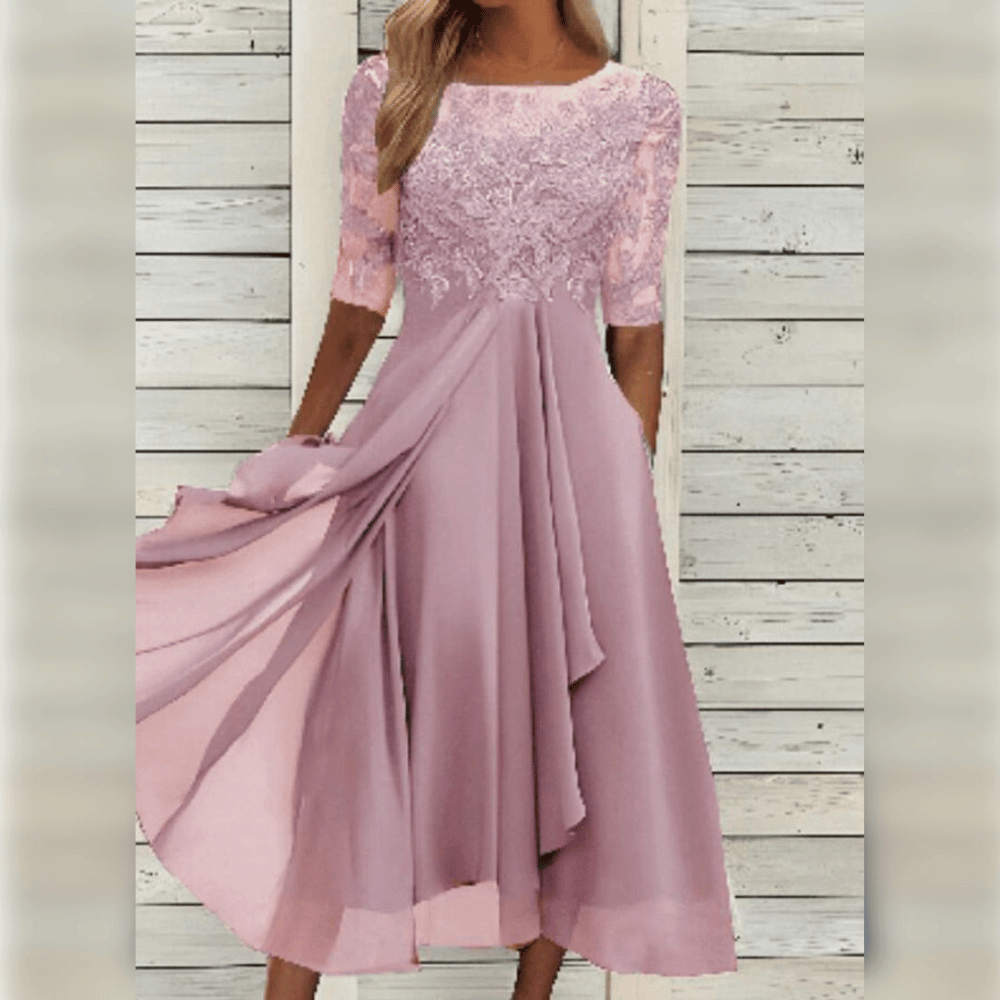 Sophie | Lace Chiffon Occasion Midi Dress