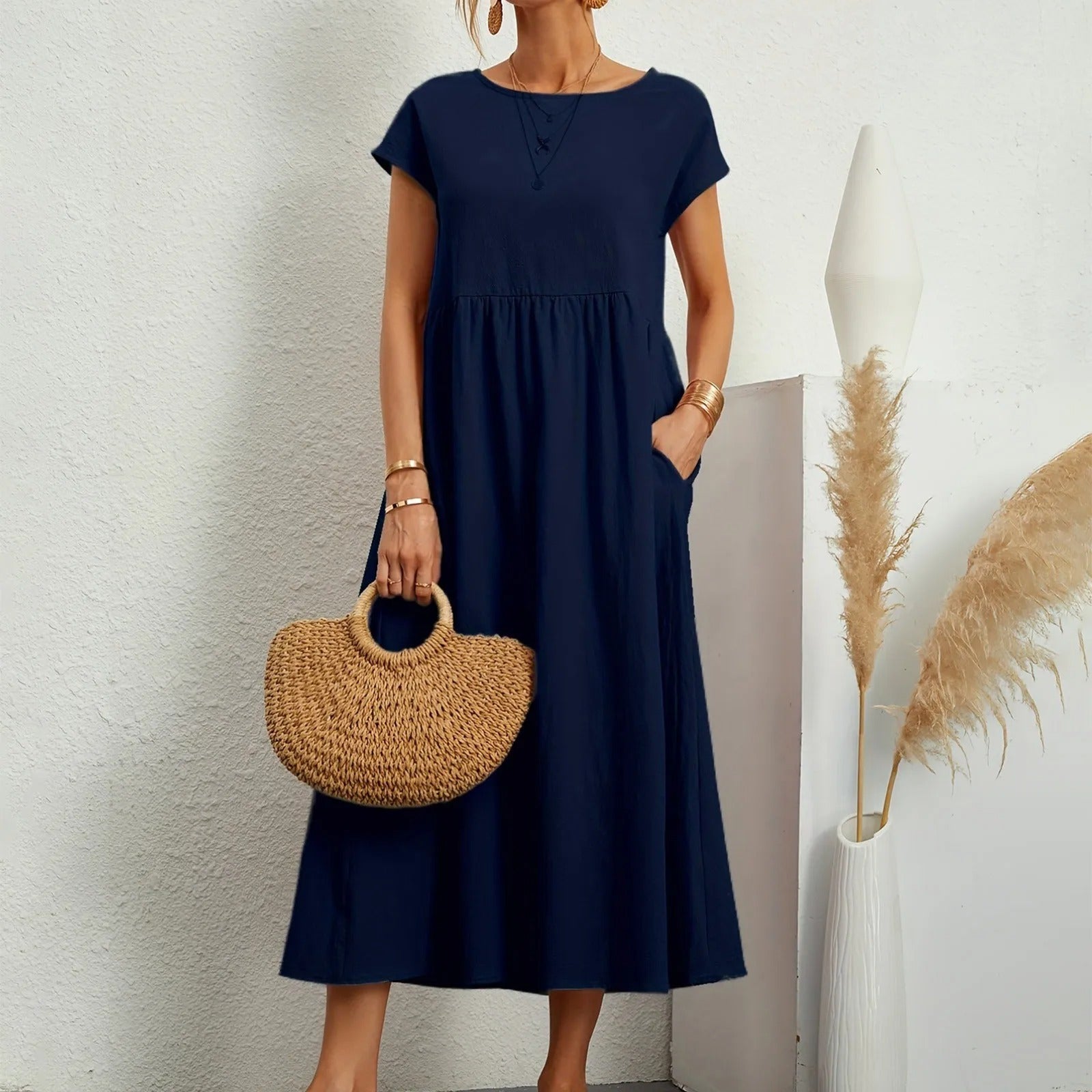 Eleanor | Elegant Midi Dress with Soft Draping