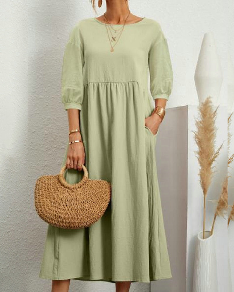 Florence | Midi Dress with Pockets and 3/4 Sleeves