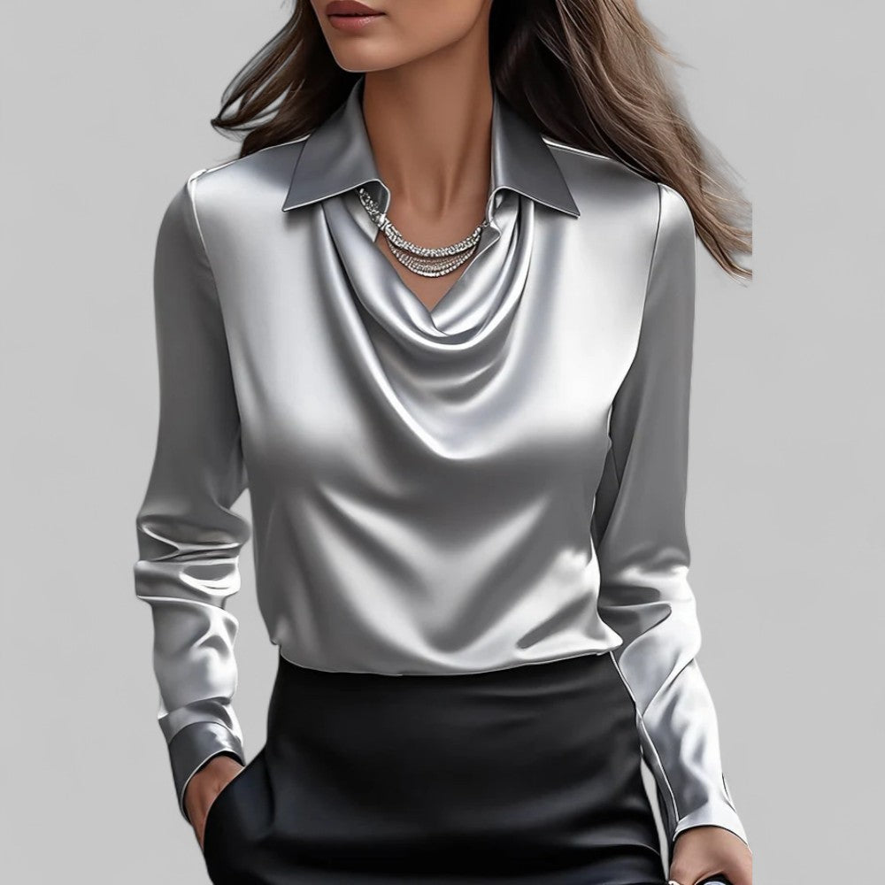 Vivian | Satin Draped Neck Blouse