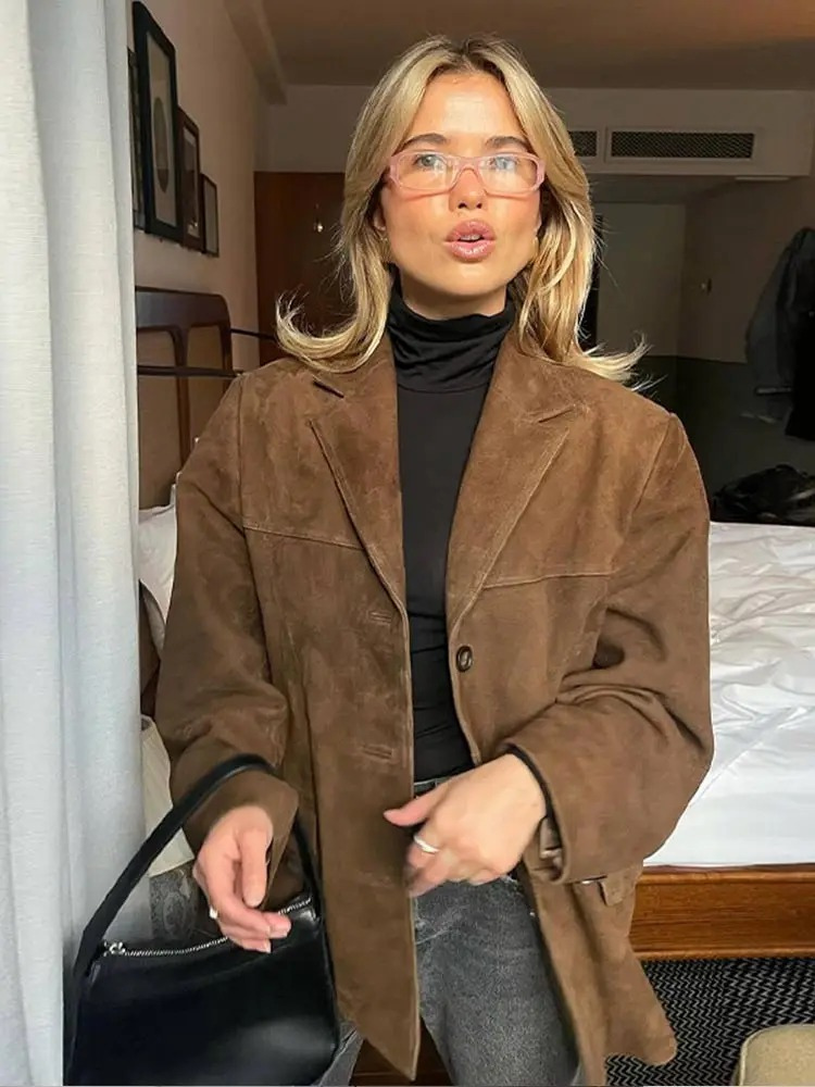 Freya | Oversized Suede Blazer Jacket