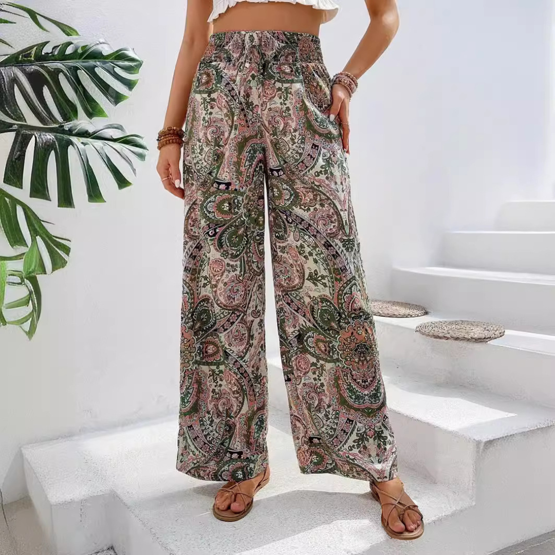Hannah | Boho Print Wide Leg Trousers