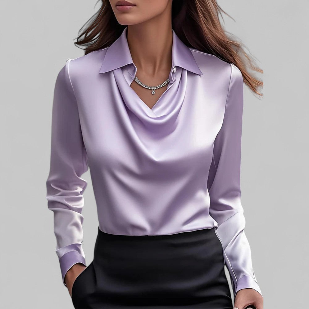 Vivian | Satin Draped Neck Blouse